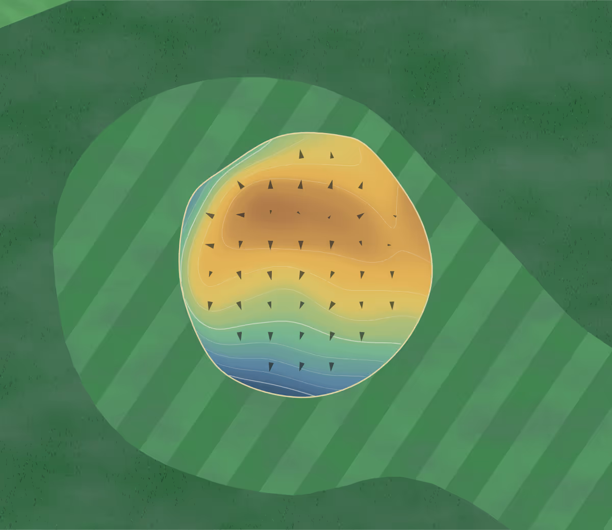 Green contour map of Lakin Municipal in Lakin, Kansas — 66 elevation contours at a 3-inch interval with fall-line arrows, traced from 1-meter lidar