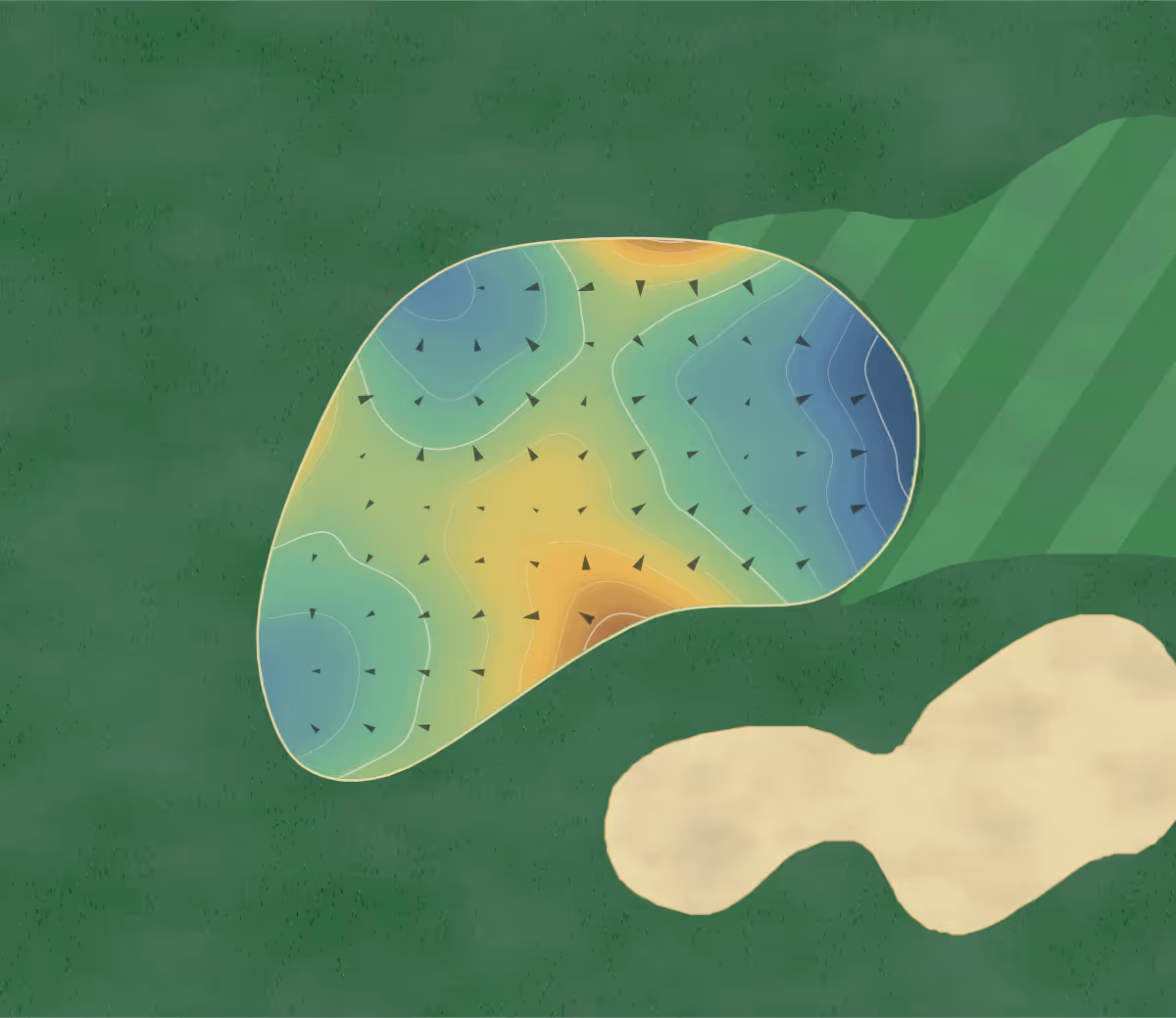 Green contour map of Lambert's Point in Norfolk, Virginia: 86 elevation contours at a 3-inch interval with fall-line arrows, traced from 1-meter lidar