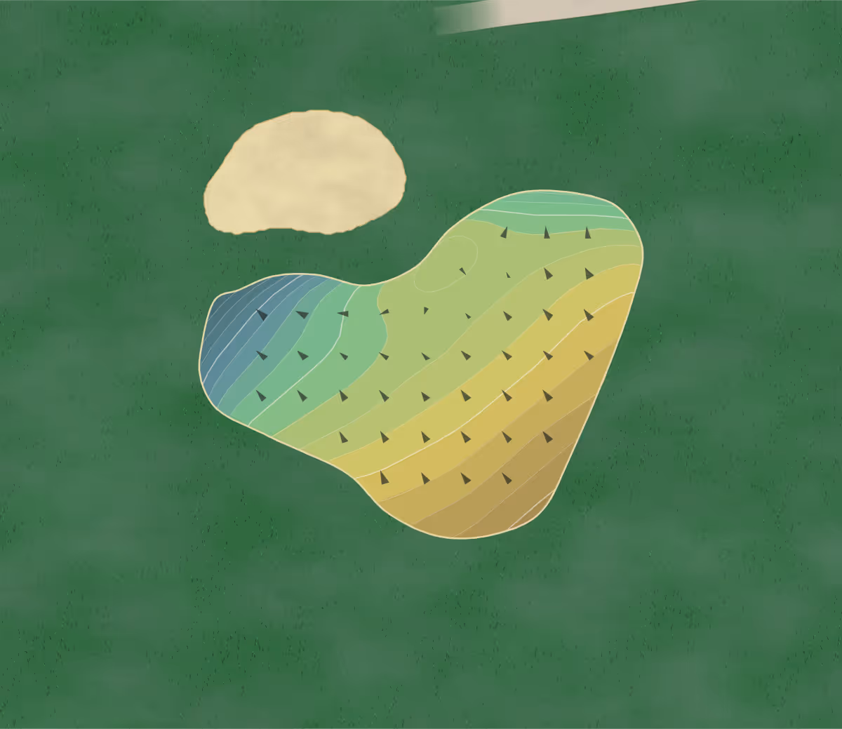 Green contour map of Lander in Lander, Wyoming — 201 elevation contours at a 3-inch interval with fall-line arrows, traced from 1-meter lidar