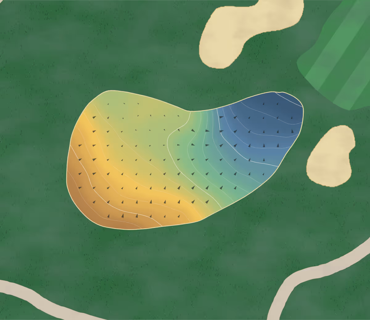 Green contour map of Landis Creek in Limerick, Pennsylvania — 132 elevation contours at a 3-inch interval with fall-line arrows, traced from 1-meter lidar