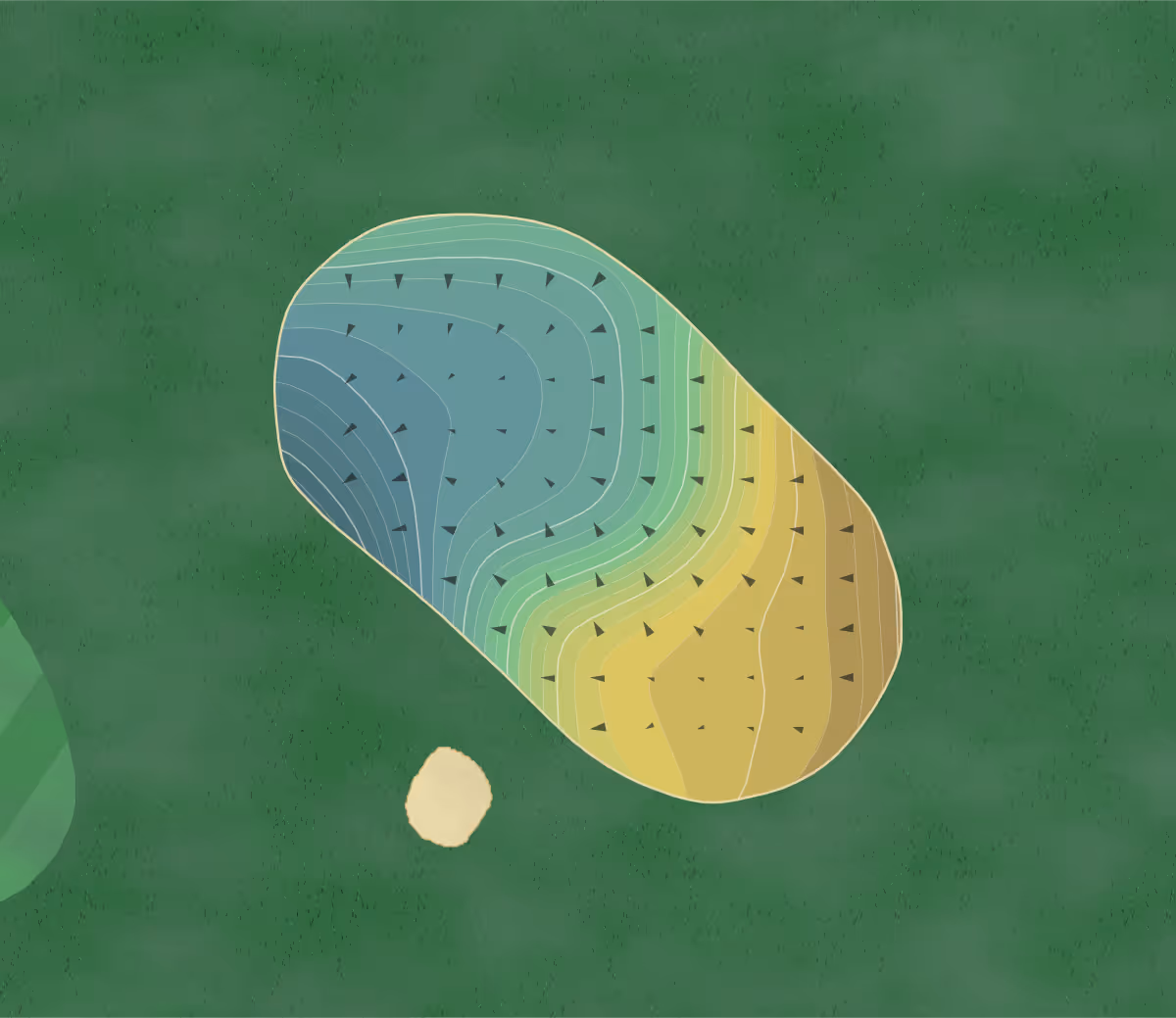 Green contour map of Laughlin Ranch in Bullhead City, Arizona — 228 elevation contours at a 3-inch interval with fall-line arrows, traced from 1-meter lidar