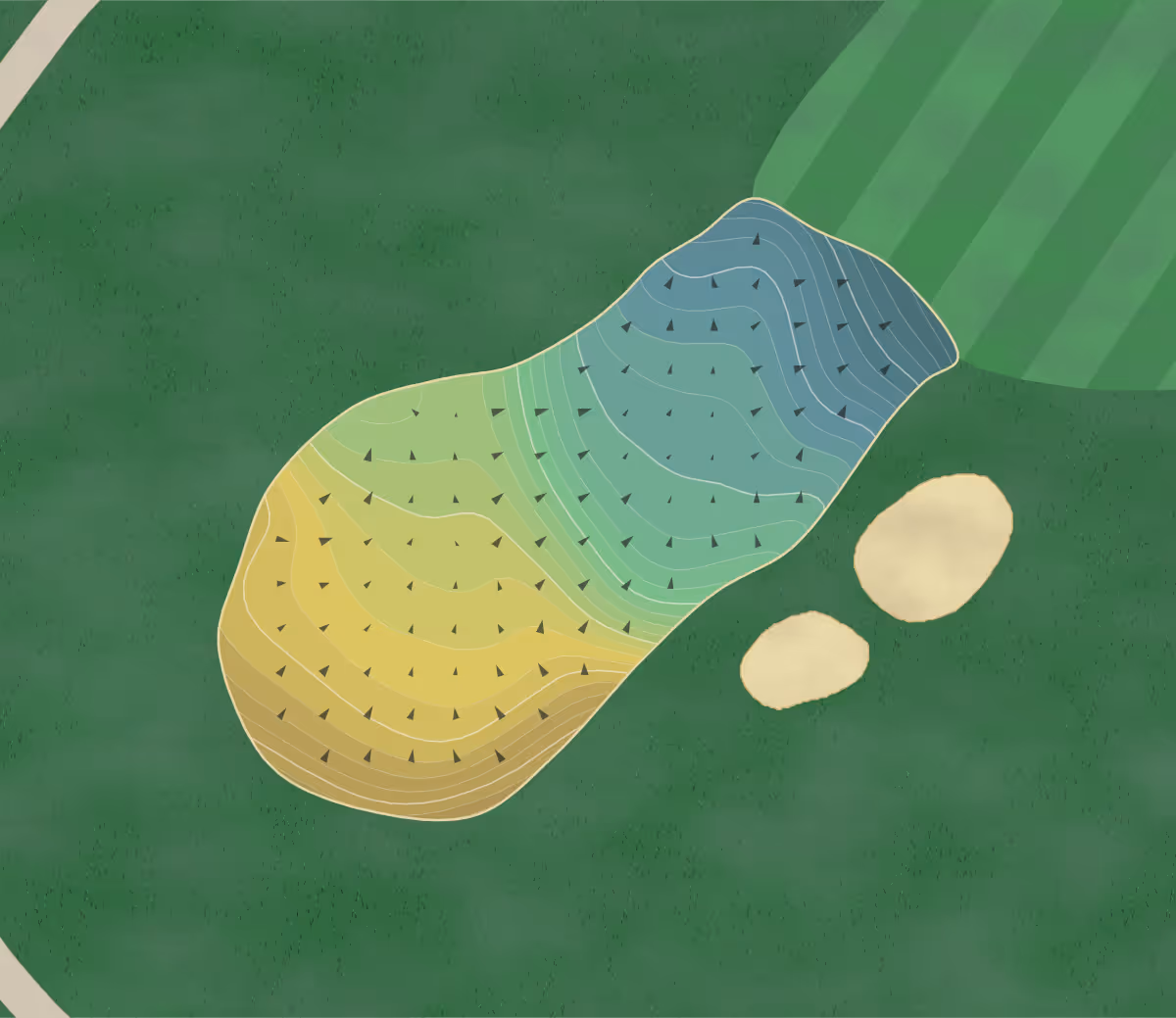 Green contour map of Laurel Hill in Lorton, Virginia — 280 elevation contours at a 3-inch interval with fall-line arrows, traced from 1-meter lidar