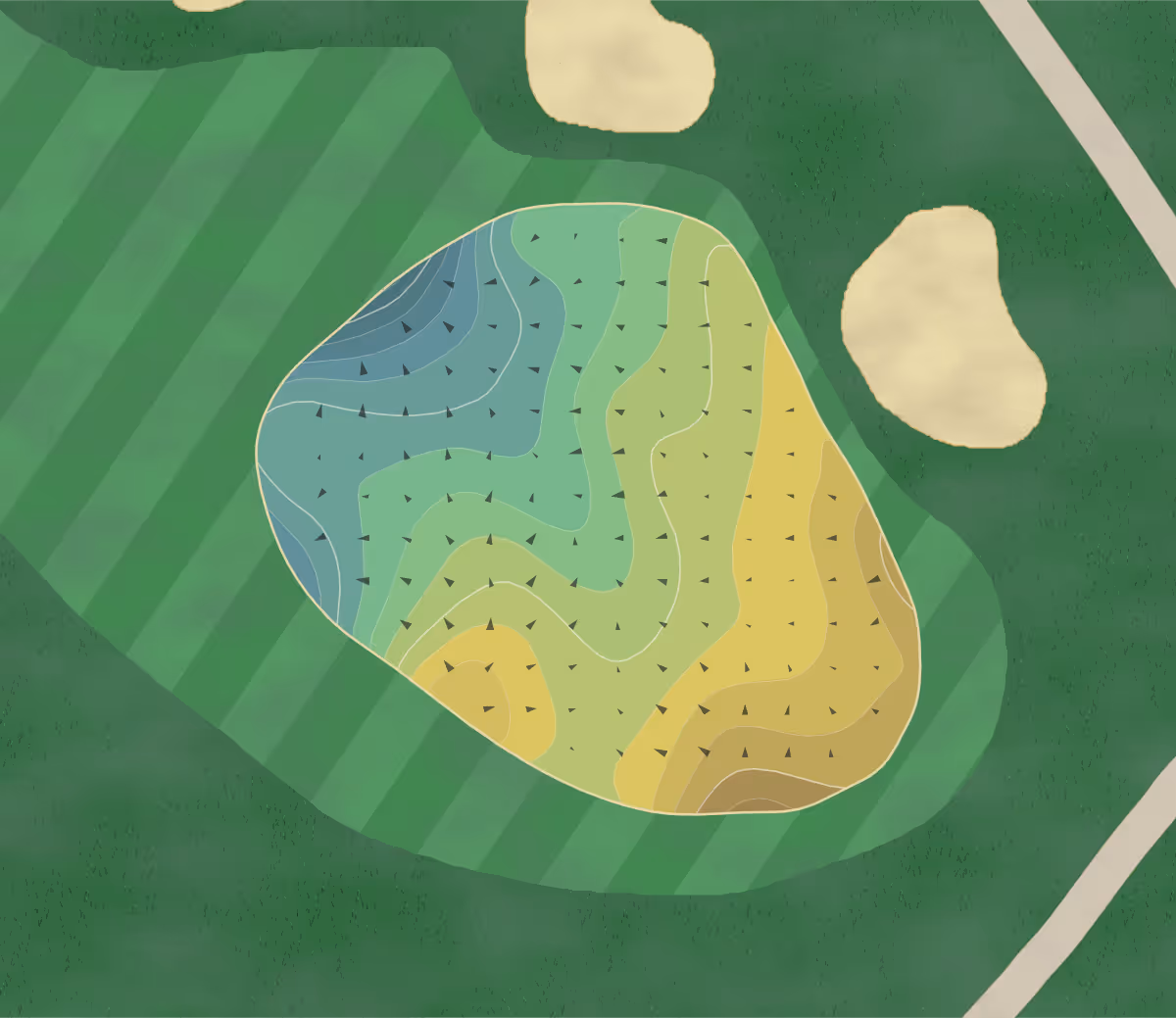 Green contour map of Lebaron Hills in Lakeville, Massachusetts — 216 elevation contours at a 3-inch interval with fall-line arrows, traced from 1-meter lidar