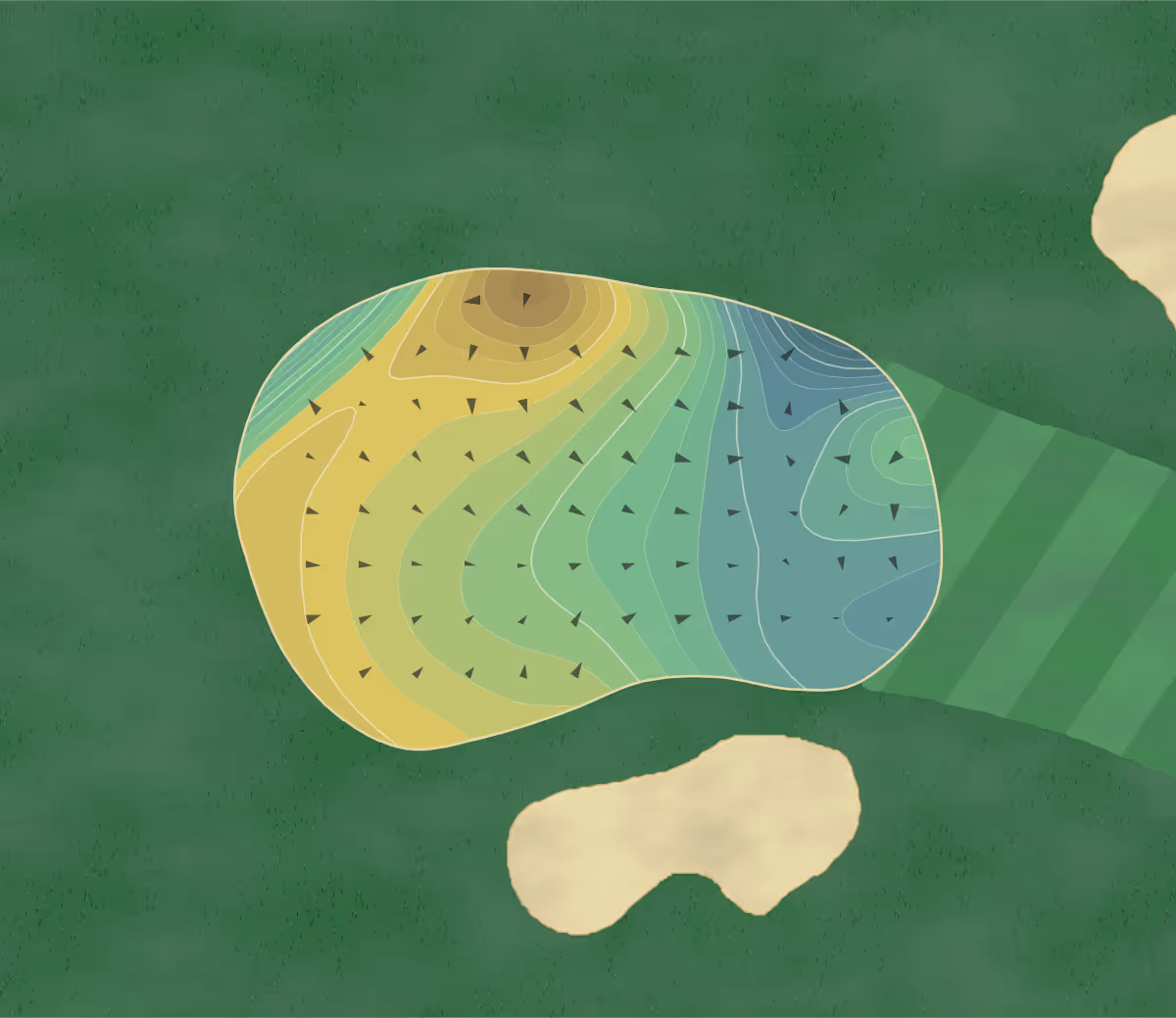Green contour map of Ledges in St. George, Utah — 336 elevation contours at a 3-inch interval with fall-line arrows, traced from 1-meter lidar