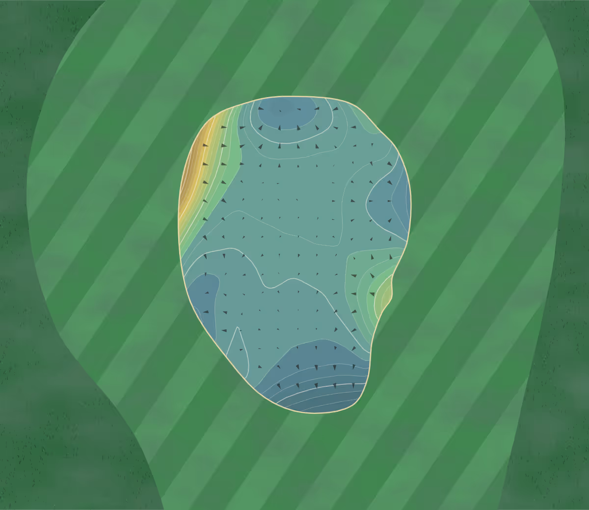 Green contour map of Cragun's Legacy in Minnesota, United States — 318 elevation contours at a 3-inch interval with fall-line arrows, traced from 1-meter lidar