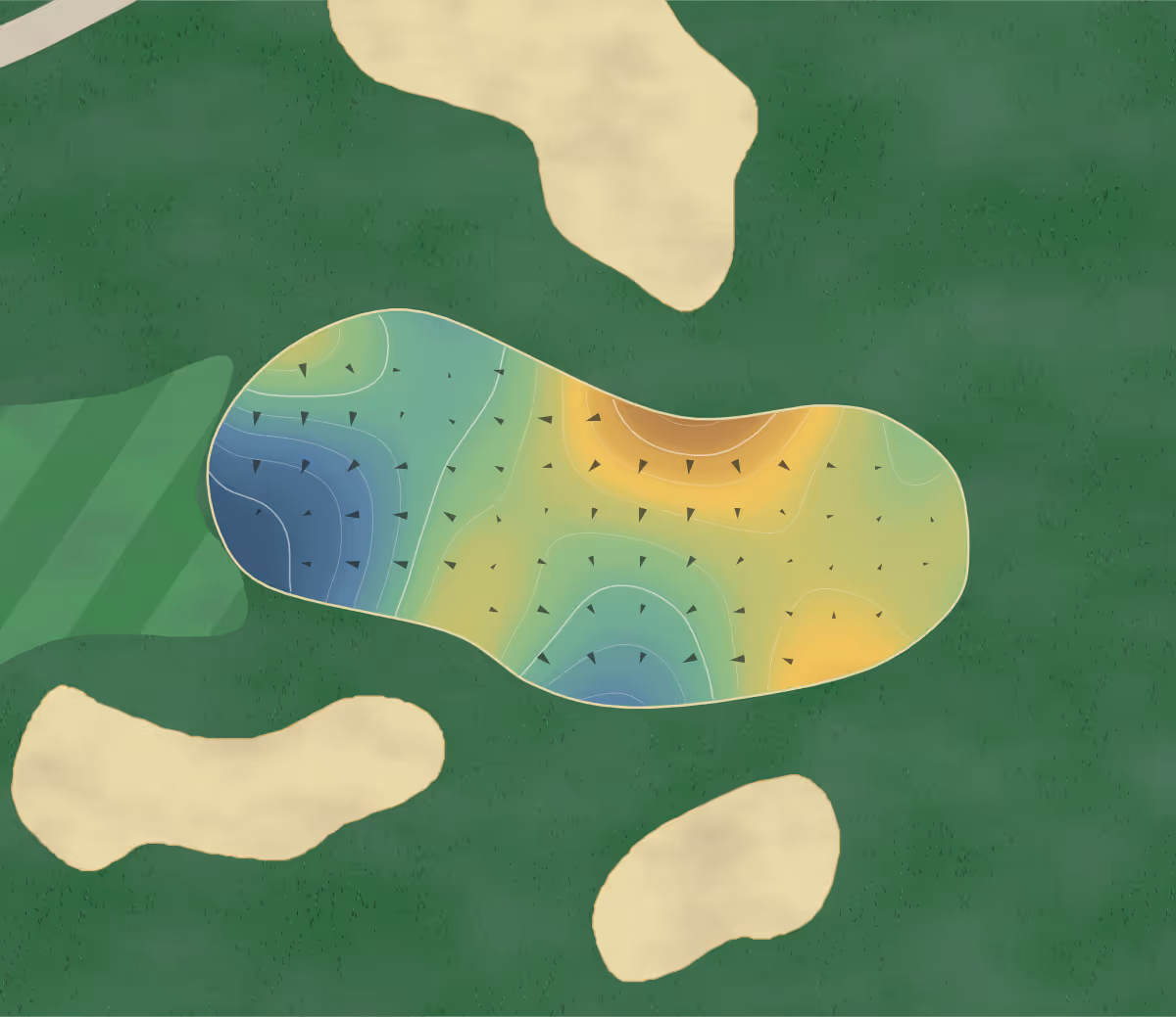 Green contour map of Legend Oaks in Summerville, South Carolina: 152 elevation contours at a 3-inch interval with fall-line arrows, traced from 1-meter lidar