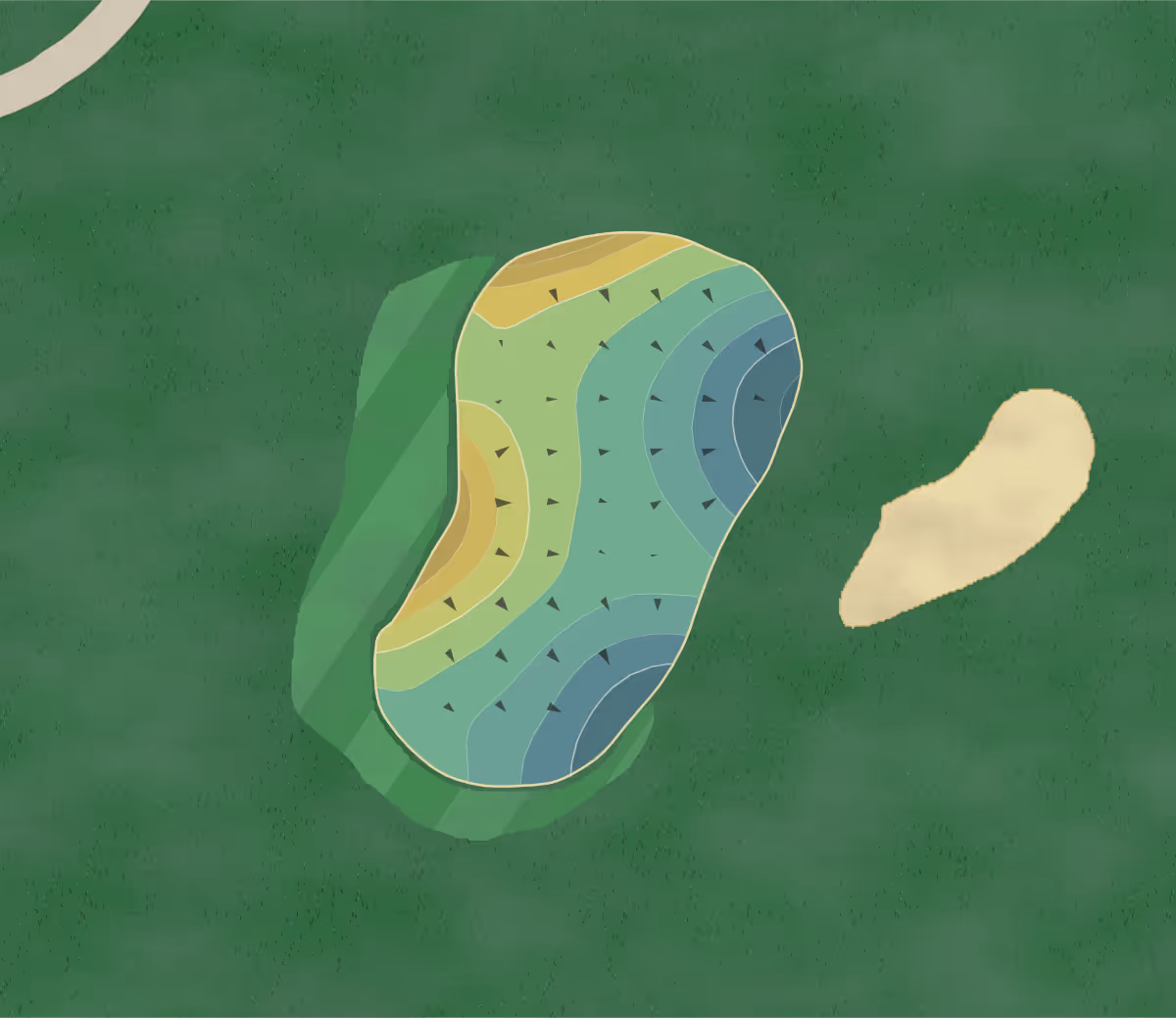 Green contour map of Legendary Run in Cincinnati, Ohio — 178 elevation contours at a 3-inch interval with fall-line arrows, traced from 1-meter lidar