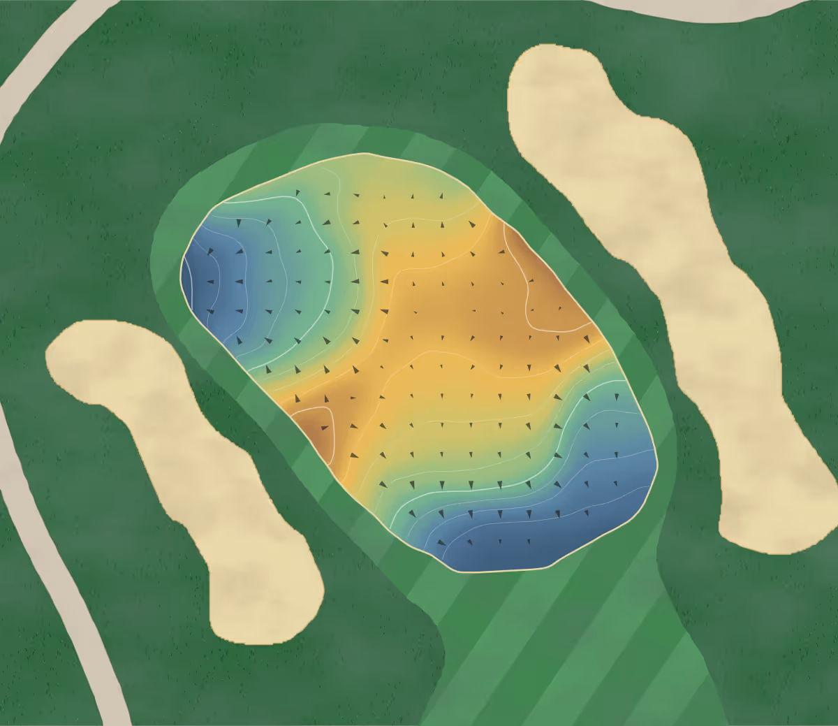 Green contour map of Legion Memorial in Everett, Washington: 43 elevation contours at a 3-inch interval with fall-line arrows, traced from 1-meter lidar