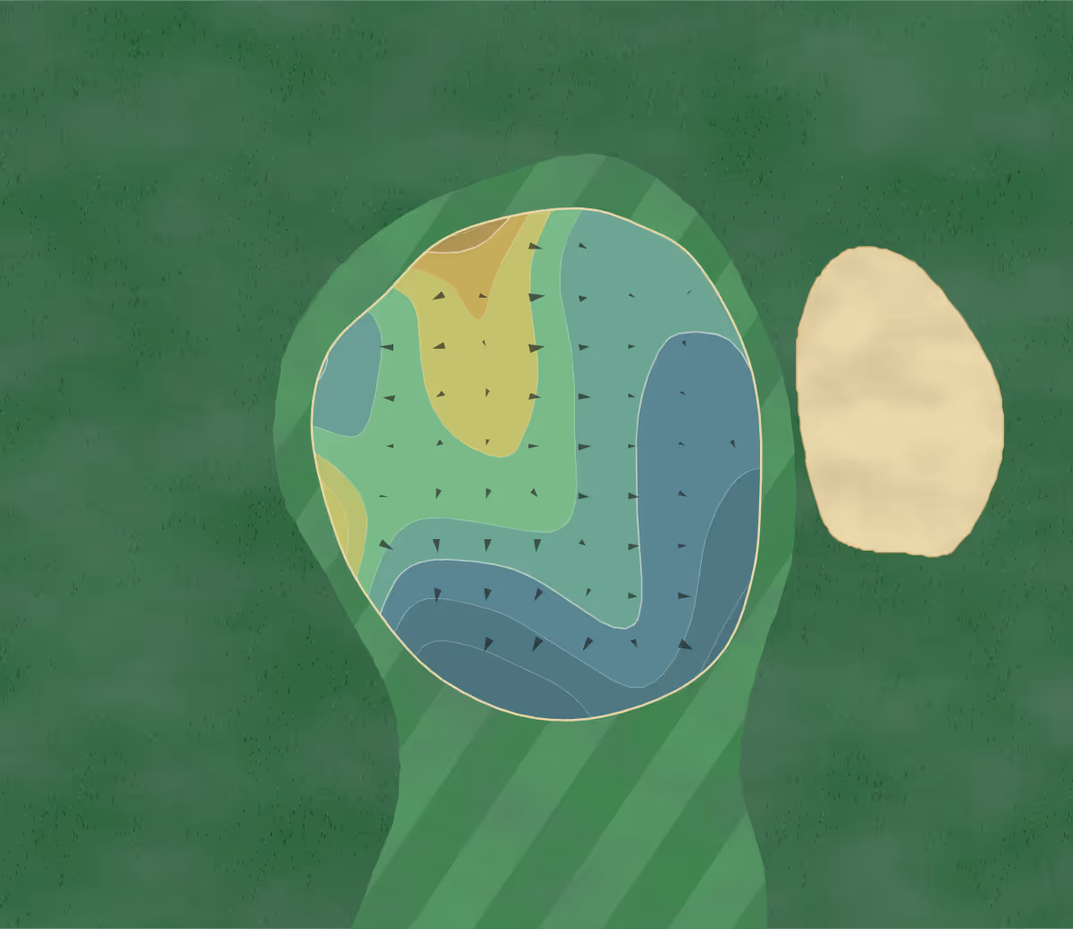 Green contour map of Heron Lakes in Mesa, Arizona — 112 elevation contours at a 3-inch interval with fall-line arrows, traced from 1-meter lidar