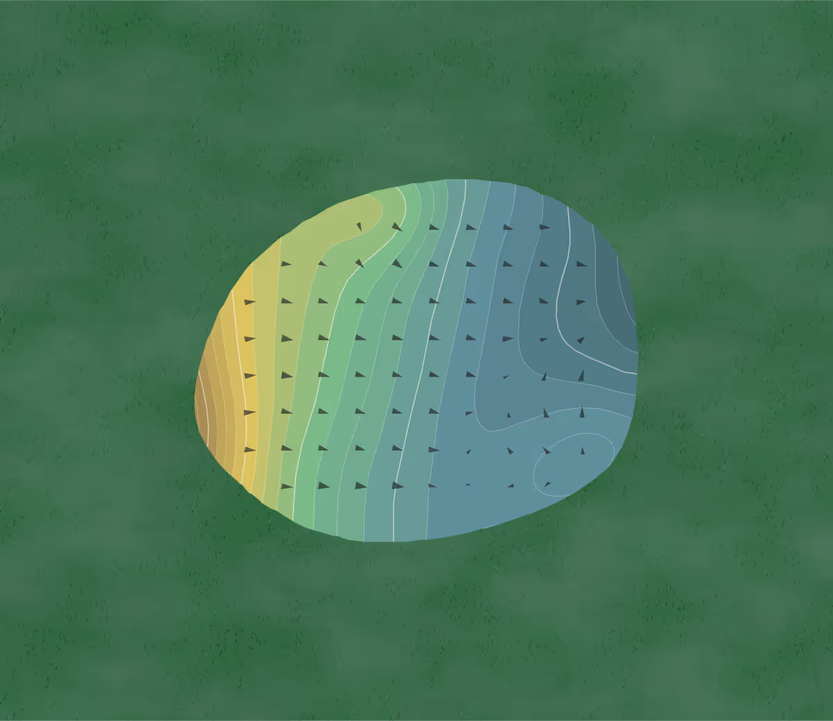 Green contour map of Leland in Leland, Michigan — 210 elevation contours at a 3-inch interval with fall-line arrows, traced from 1-meter lidar