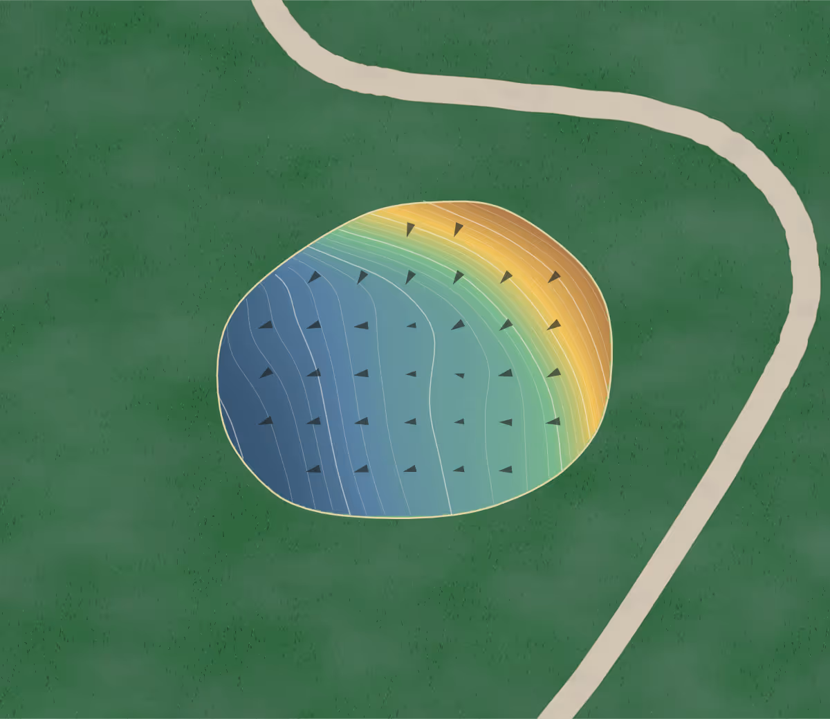 Green contour map of Lenoir in Lenoir, North Carolina: 230 elevation contours at a 3-inch interval with fall-line arrows, traced from 1-meter lidar