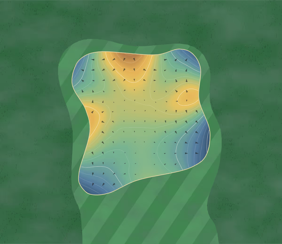 Green contour map of Lenox Community in Lenox, Iowa: 114 elevation contours at a 3-inch interval with fall-line arrows, traced from 1-meter lidar