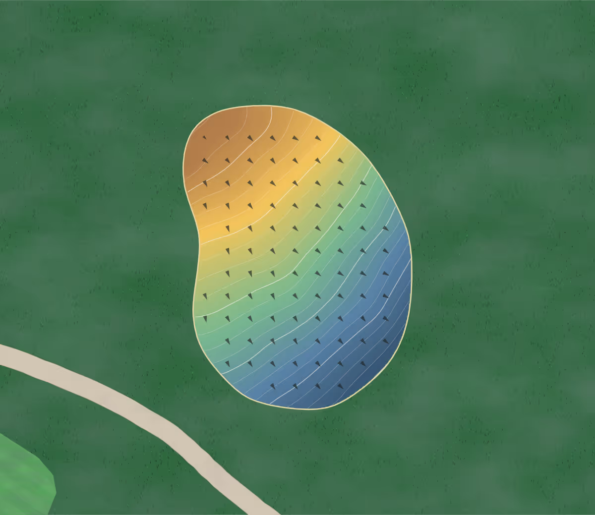 Green contour map of Leo Donovan in Peoria, Illinois: 175 elevation contours at a 3-inch interval with fall-line arrows, traced from 1-meter lidar