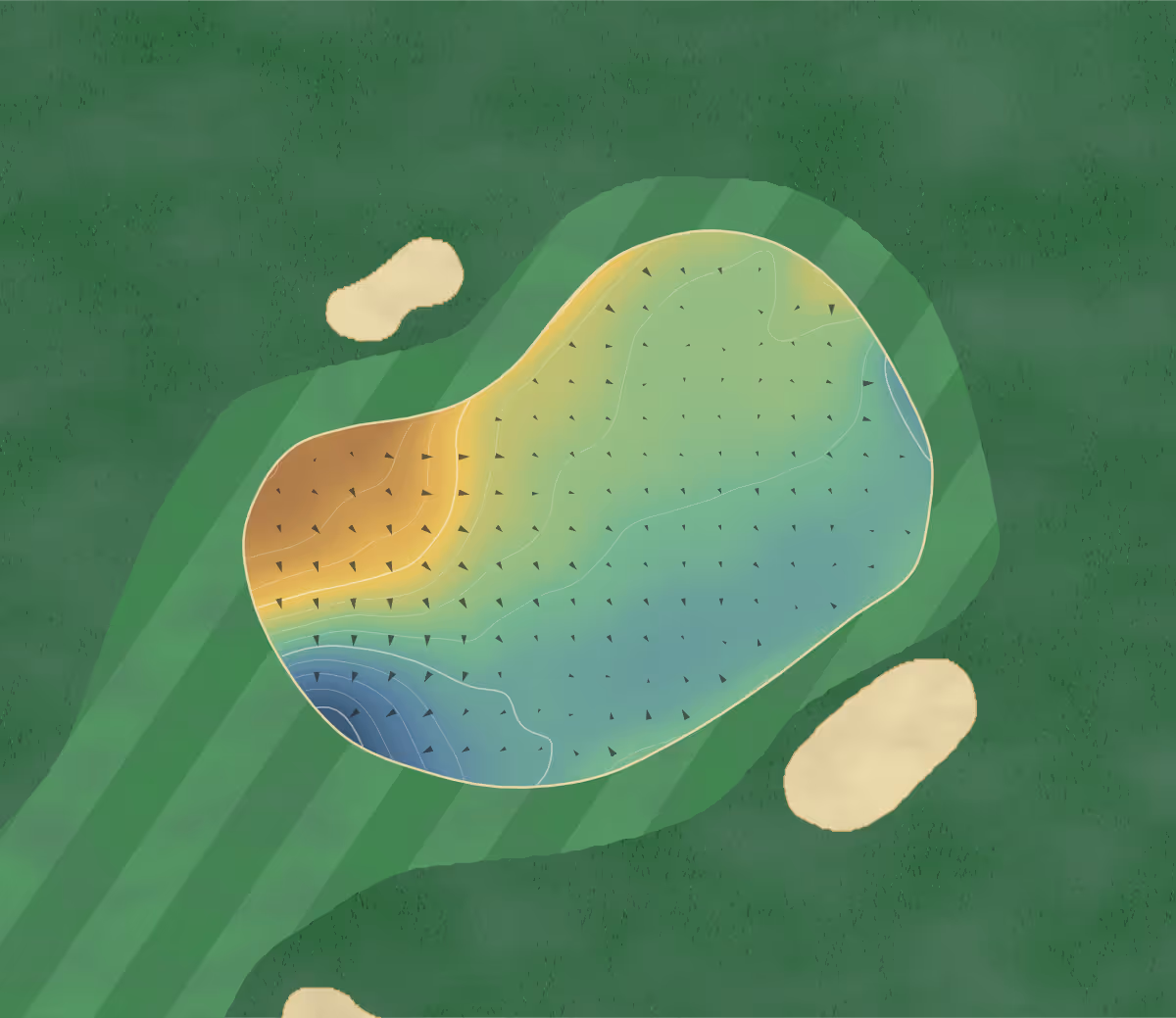 Green contour map of Leven Links in Leven, Scotland: 163 elevation contours at a 8-centimeter interval with fall-line arrows, traced from 1-meter lidar