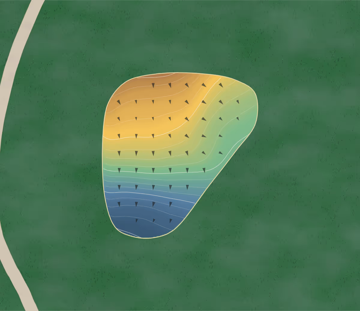 Green contour map of Lexington GC in Lexington, North Carolina: 177 elevation contours at a 3-inch interval with fall-line arrows, traced from 1-meter lidar
