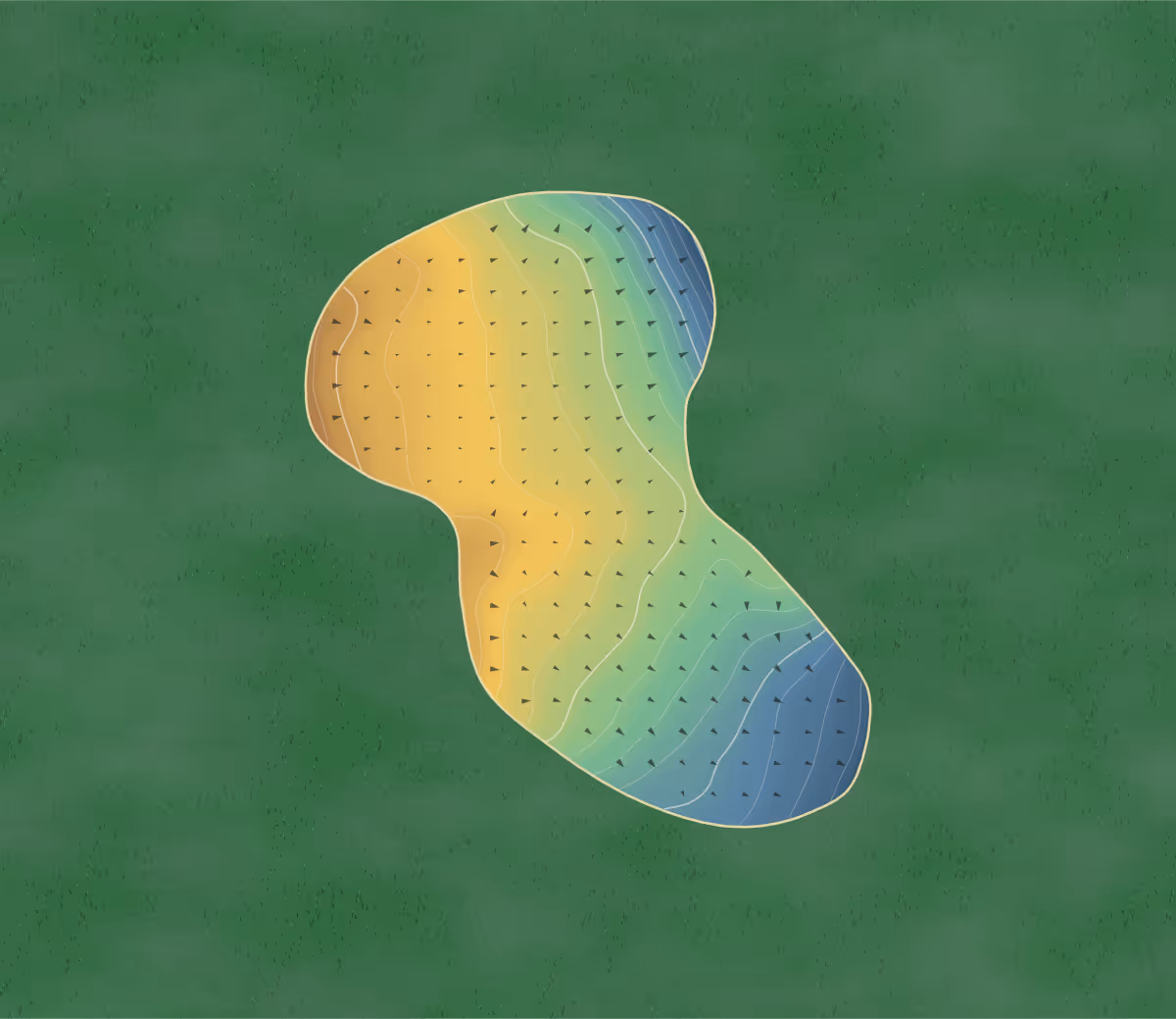 Green contour map of Lightcliffe in Halifax, England — 99 elevation contours at a 8-centimeter interval with fall-line arrows, traced from 1-meter lidar