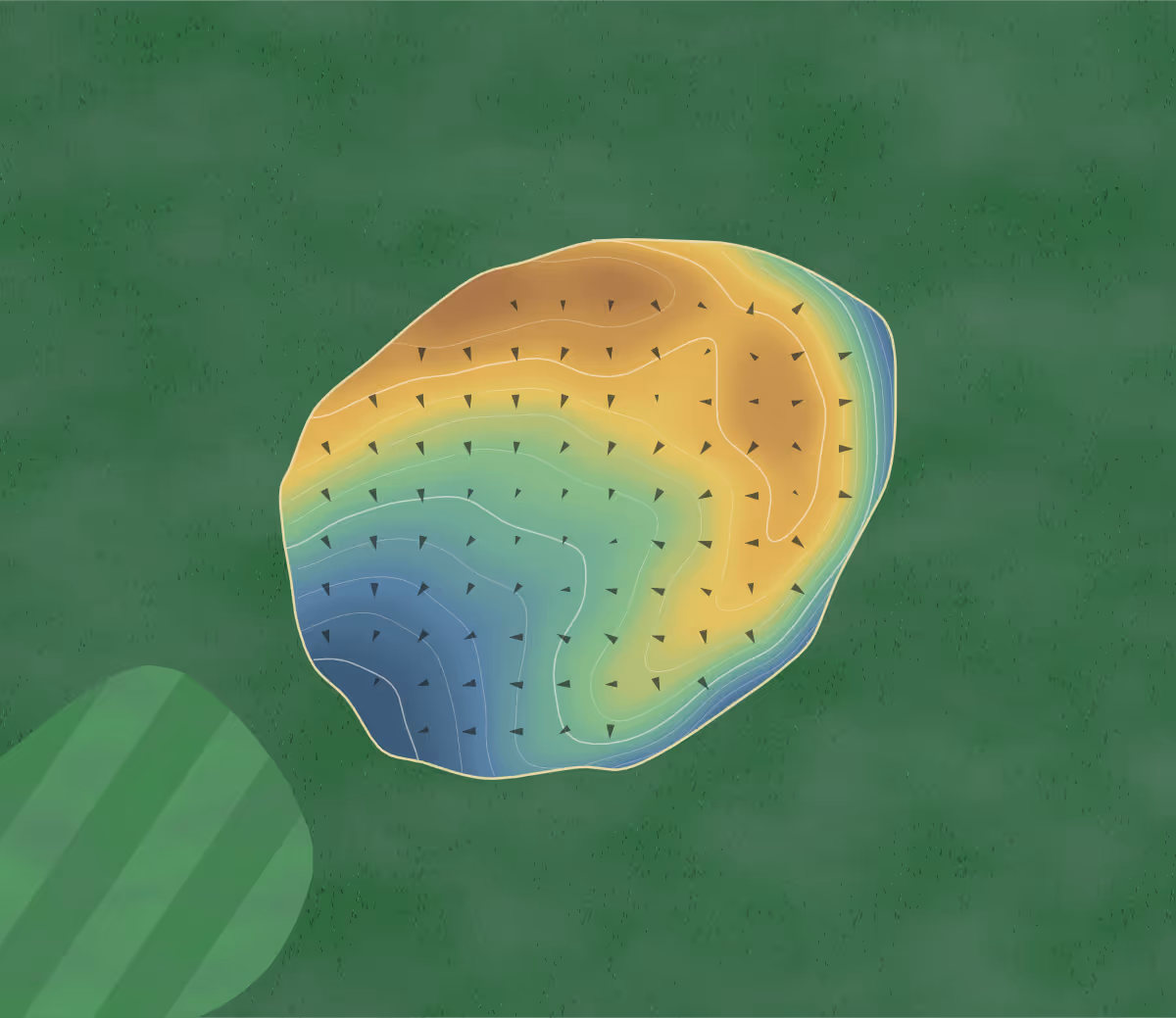 Green contour map of Lime Rock in Cary, Maine — 92 elevation contours at a 3-inch interval with fall-line arrows, traced from 1-meter lidar