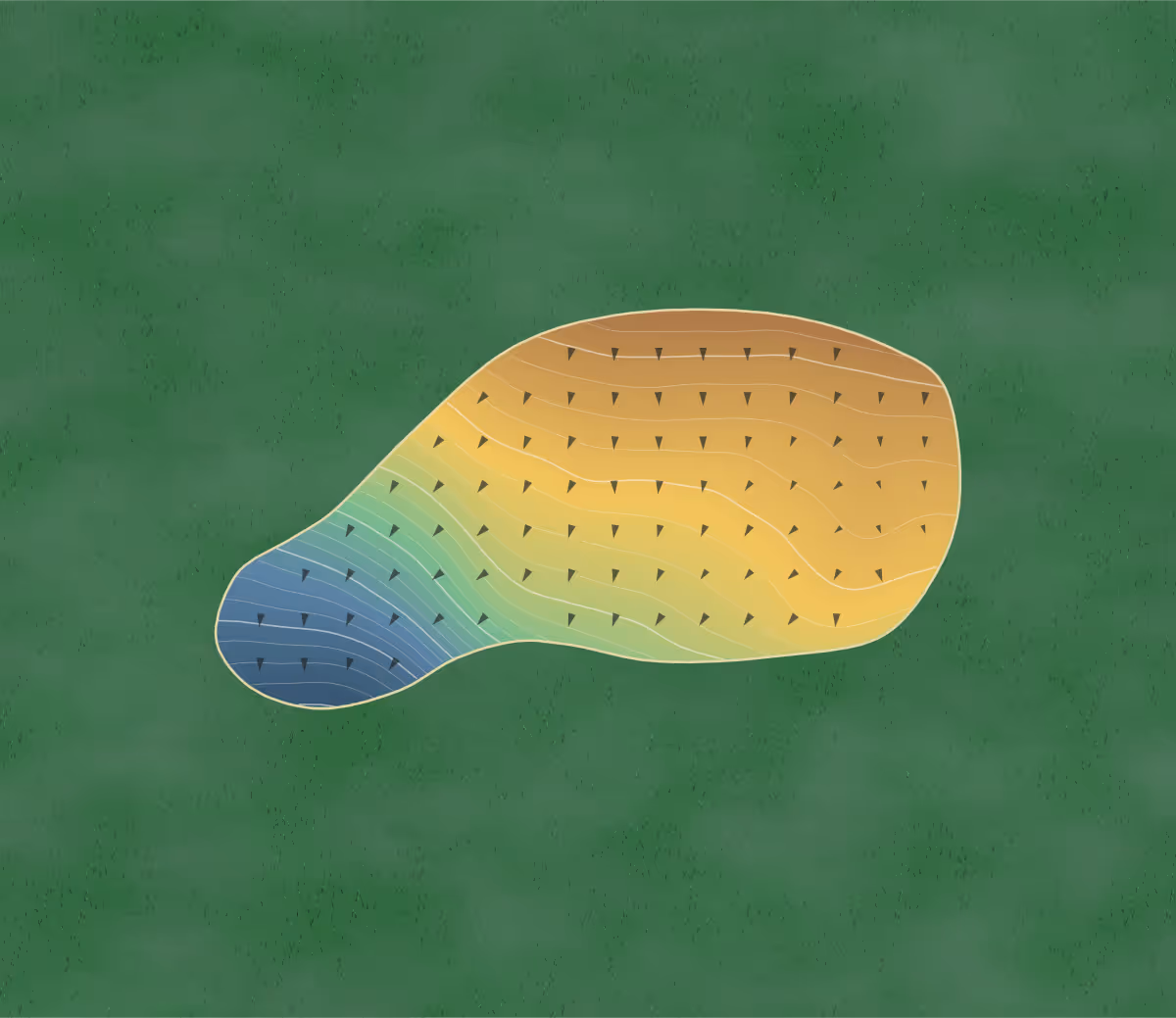 Green contour map of Lincoln Hills in Birmingham, Michigan: 97 elevation contours at a 3-inch interval with fall-line arrows, traced from 1-meter lidar