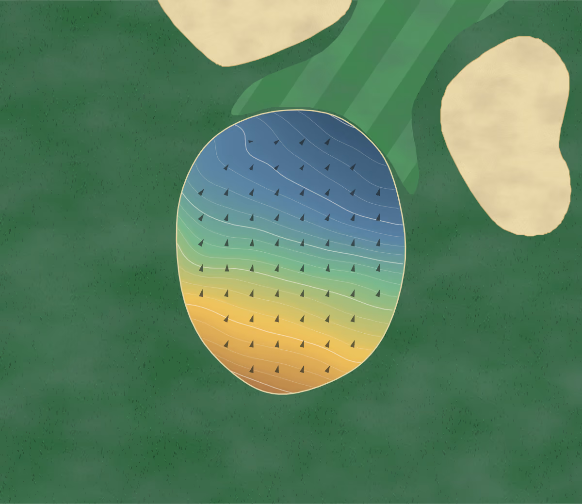 Green contour map of Link Hills in Greeneville, Tennessee: 230 elevation contours at a 3-inch interval with fall-line arrows, traced from 1-meter lidar