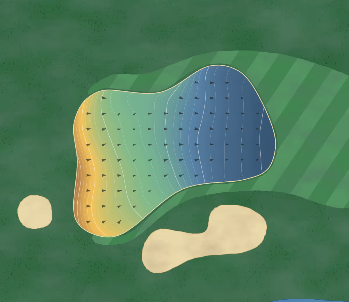 Green contour map of Link's in Macon, Mississippi: 78 elevation contours at a 3-inch interval with fall-line arrows, traced from 1-meter lidar