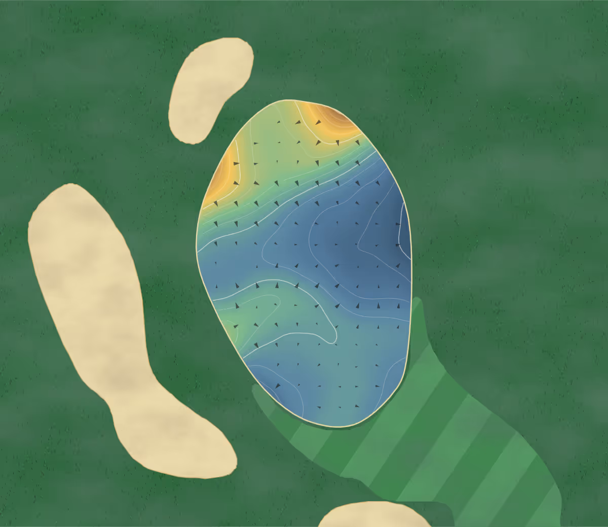 Green contour map of Bowen Lake in Gowen, Michigan: 175 elevation contours at a 3-inch interval with fall-line arrows, traced from 1-meter lidar