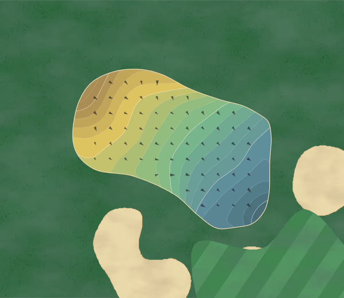 Green contour map of Links Challedon in Mt. Airy, Maryland — 191 elevation contours at a 3-inch interval with fall-line arrows, traced from 1-meter lidar