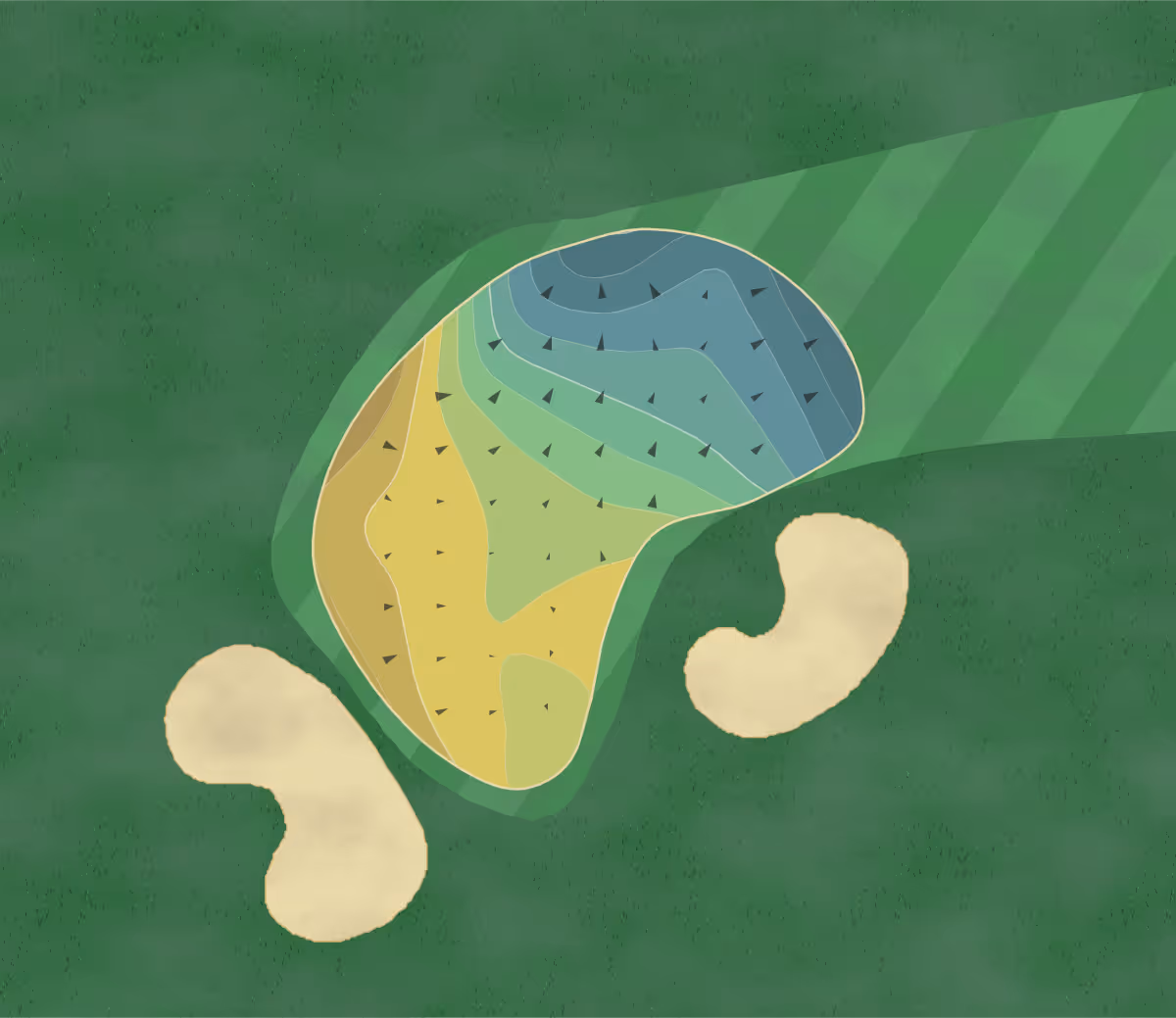 Green contour map of Links City in Portsmouth, Virginia — 88 elevation contours at a 3-inch interval with fall-line arrows, traced from 1-meter lidar