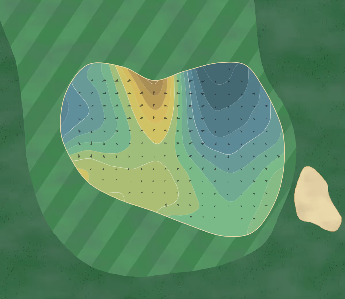 Green contour map of Links Union in LaGrangeville, New York — 164 elevation contours at a 3-inch interval with fall-line arrows, traced from 1-meter lidar