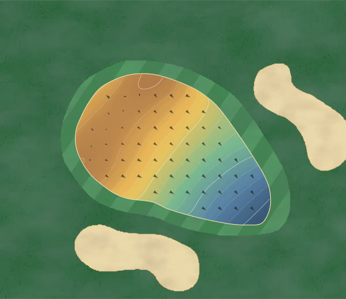 Green contour map of Little America in Cheyenne, Wyoming — 81 elevation contours at a 3-inch interval with fall-line arrows, traced from 1-meter lidar