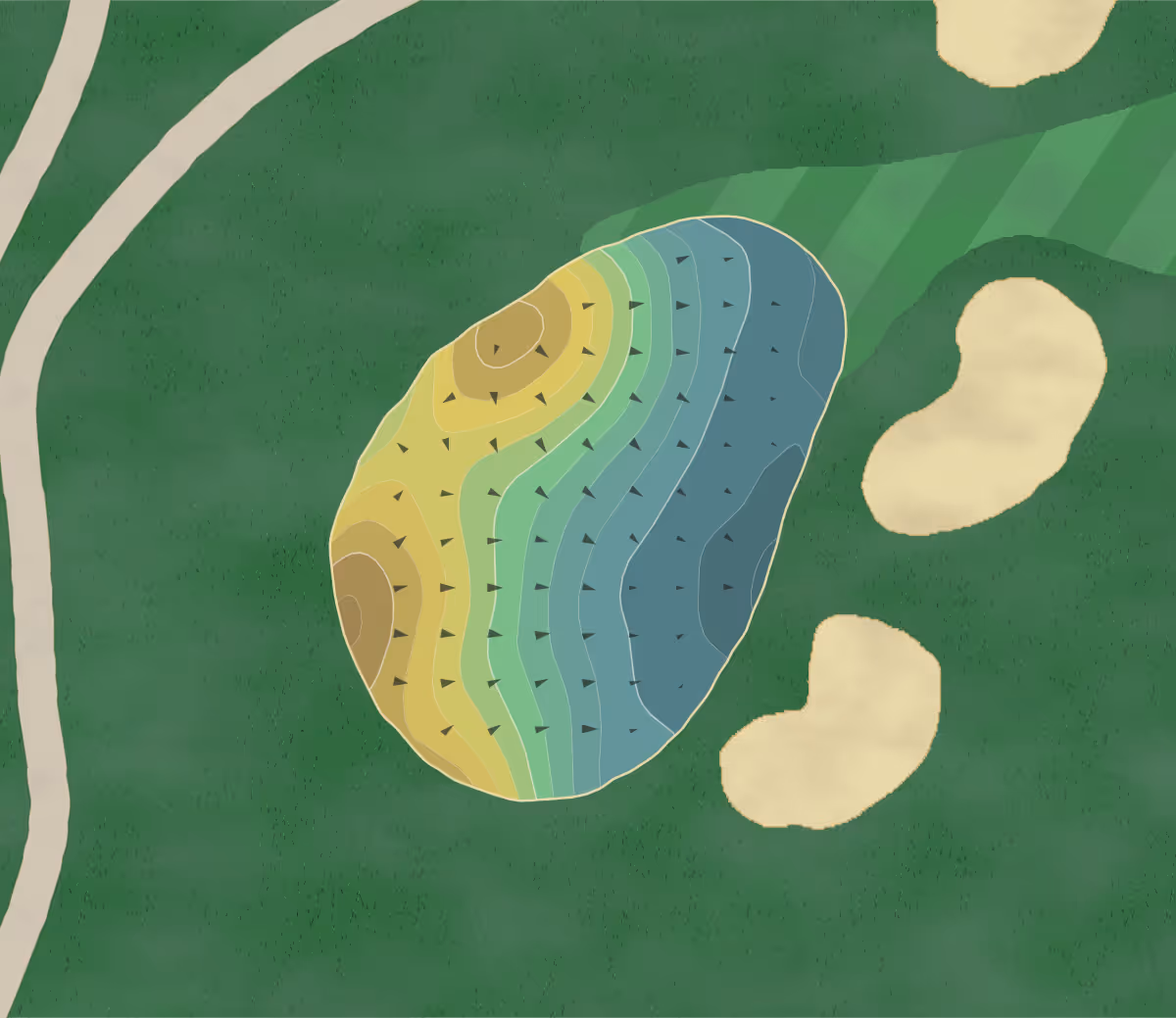 Green contour map of Little Mill in Marlton, New Jersey — 102 elevation contours at a 3-inch interval with fall-line arrows, traced from 1-meter lidar