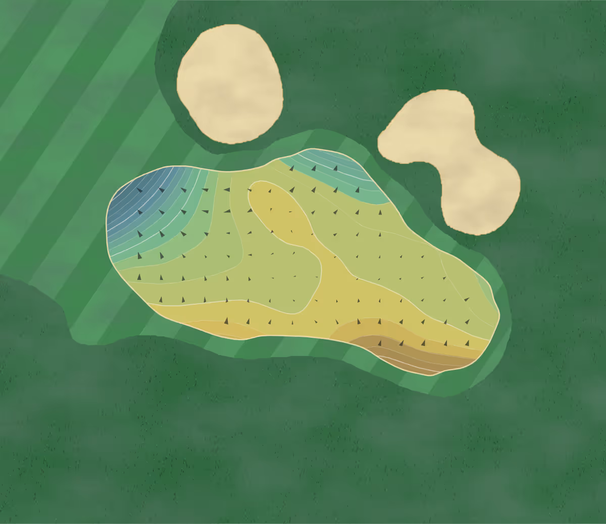 Green contour map of Little Mountain in Concord, Ohio — 168 elevation contours at a 3-inch interval with fall-line arrows, traced from 1-meter lidar