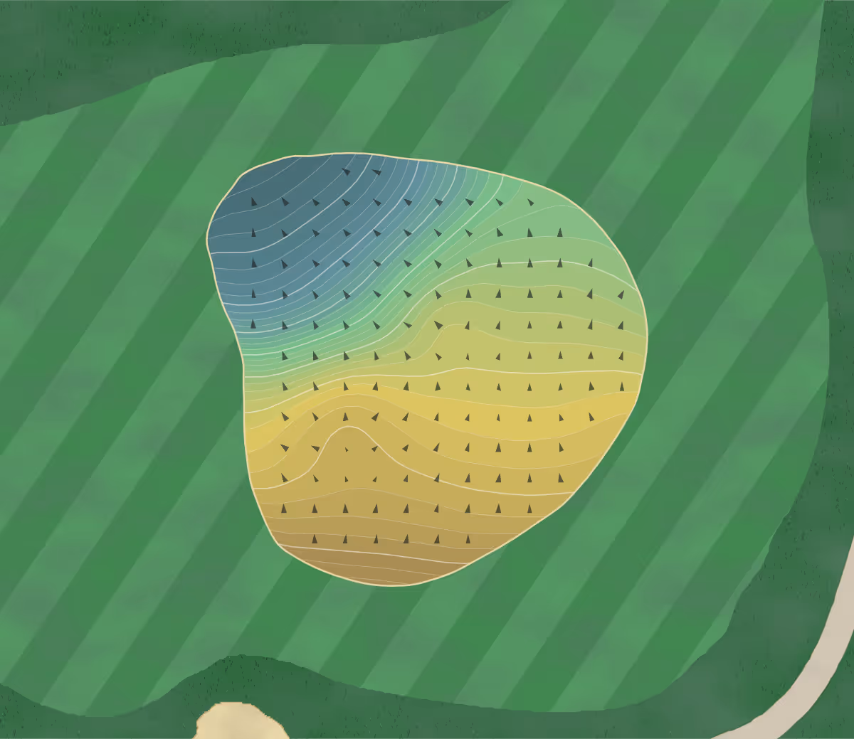 Green contour map of LochenHeath in Williamsburg, Michigan — 328 elevation contours at a 3-inch interval with fall-line arrows, traced from 1-meter lidar