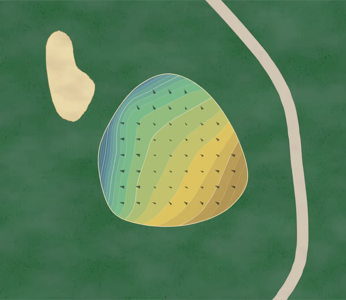 Green contour map of Logan Golf in Logan, Utah — 212 elevation contours at a 3-inch interval with fall-line arrows, traced from 1-meter lidar