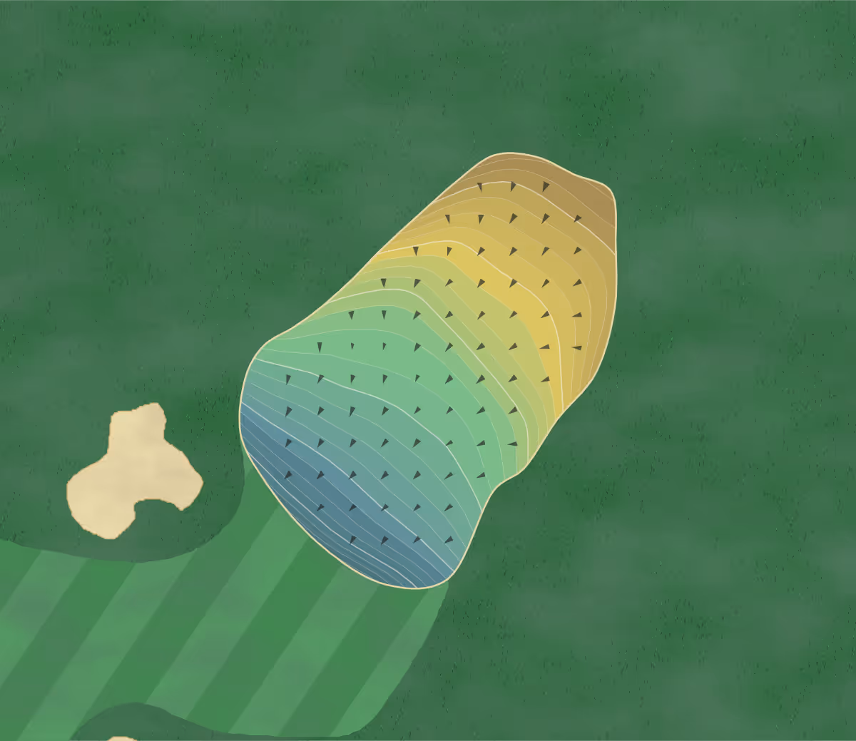 Green contour map of Long Beach in Michigan City, Indiana — 181 elevation contours at a 3-inch interval with fall-line arrows, traced from 1-meter lidar