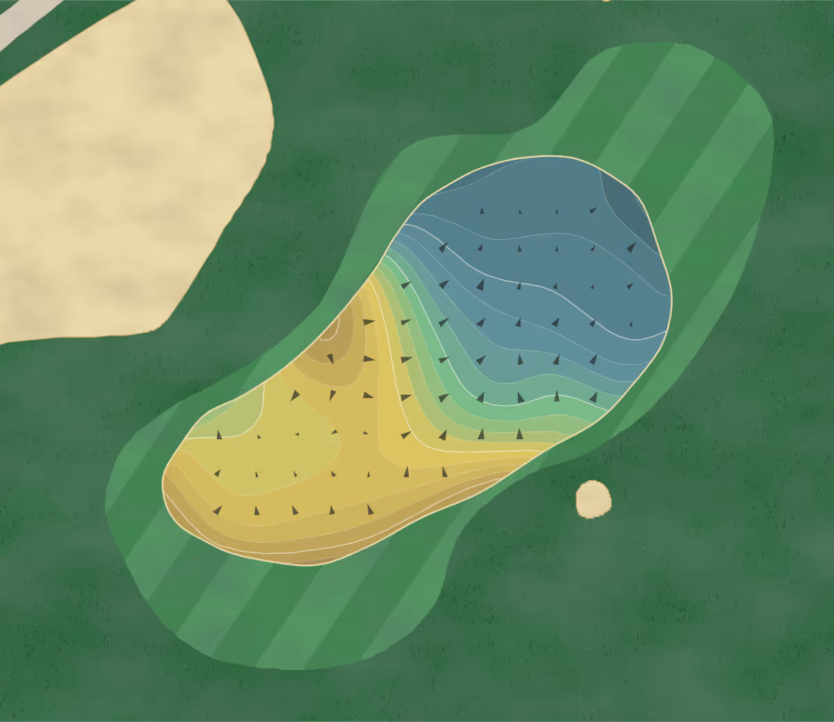 Green contour map of Long Cove in Hilton Head, South Carolina — 196 elevation contours at a 3-inch interval with fall-line arrows, traced from 1-meter lidar