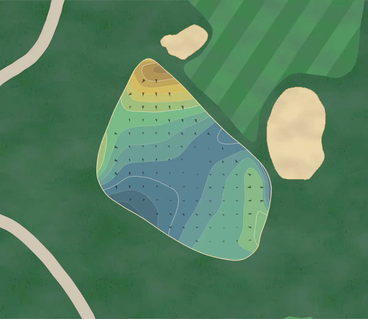 Green contour map of Longview in Weddington, North Carolina — 49 elevation contours at a 3-inch interval with fall-line arrows, traced from 1-meter lidar
