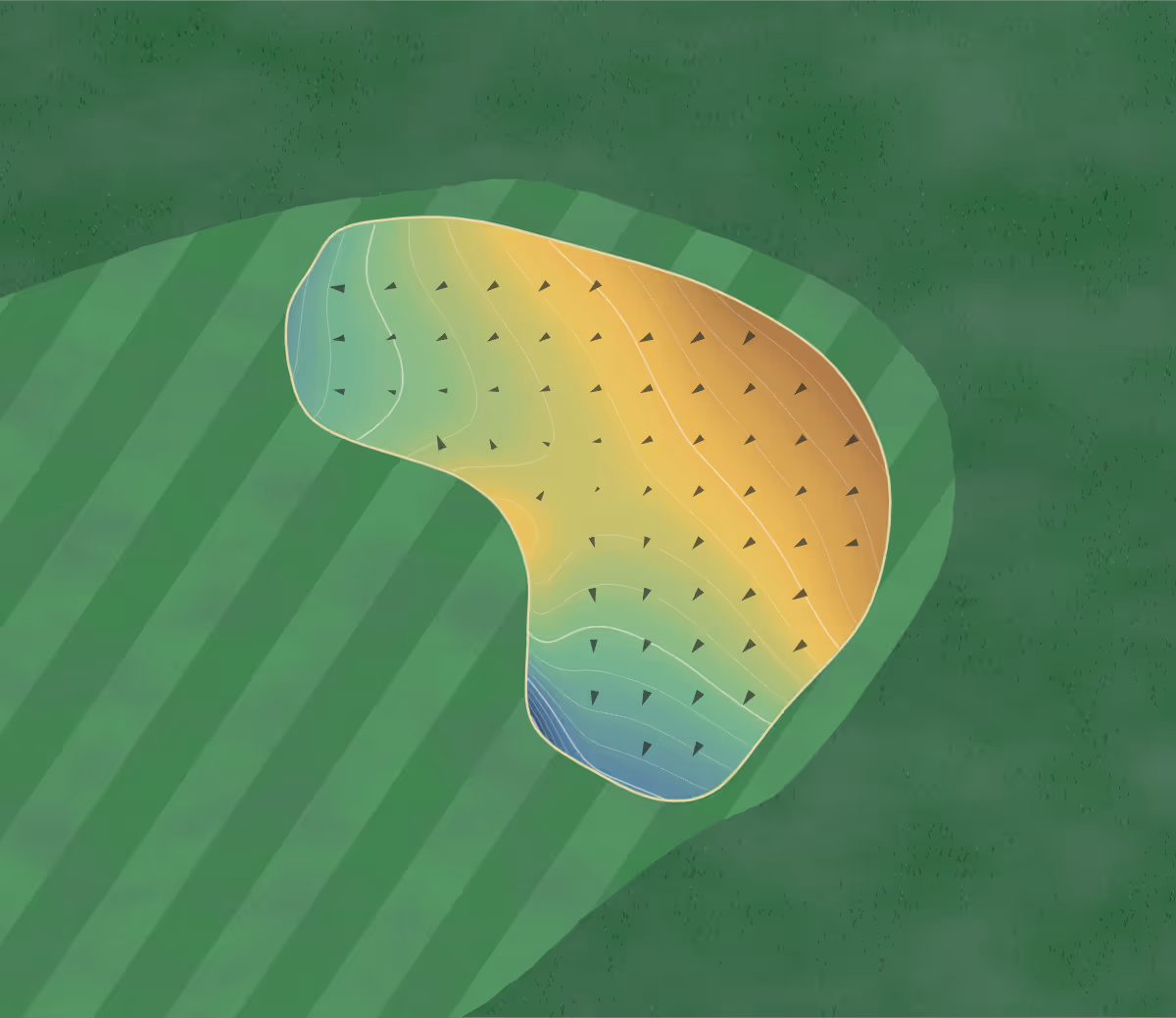 Green contour map of Lookout Mountain in Phoenix, Arizona — 227 elevation contours at a 3-inch interval with fall-line arrows, traced from 1-meter lidar
