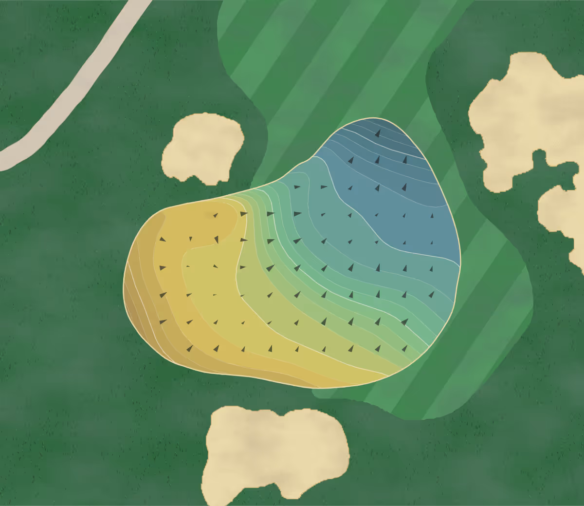 Green contour map of Los Altos in Los Altos, California — 232 elevation contours at a 3-inch interval with fall-line arrows, traced from 1-meter lidar