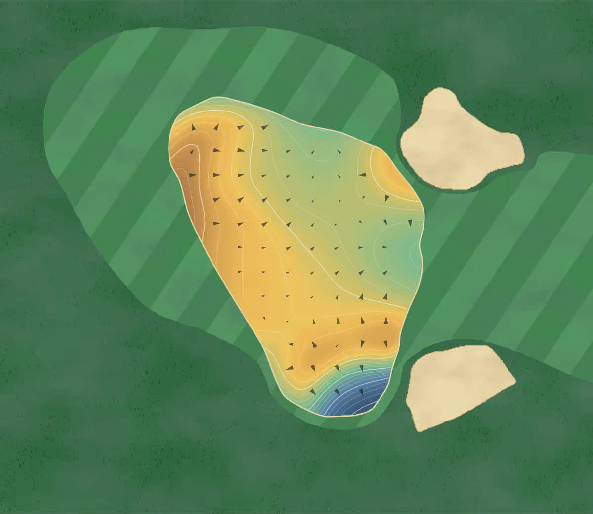 Green contour map of Lost City in Atlantis, Florida — 171 elevation contours at a 3-inch interval with fall-line arrows, traced from 1-meter lidar