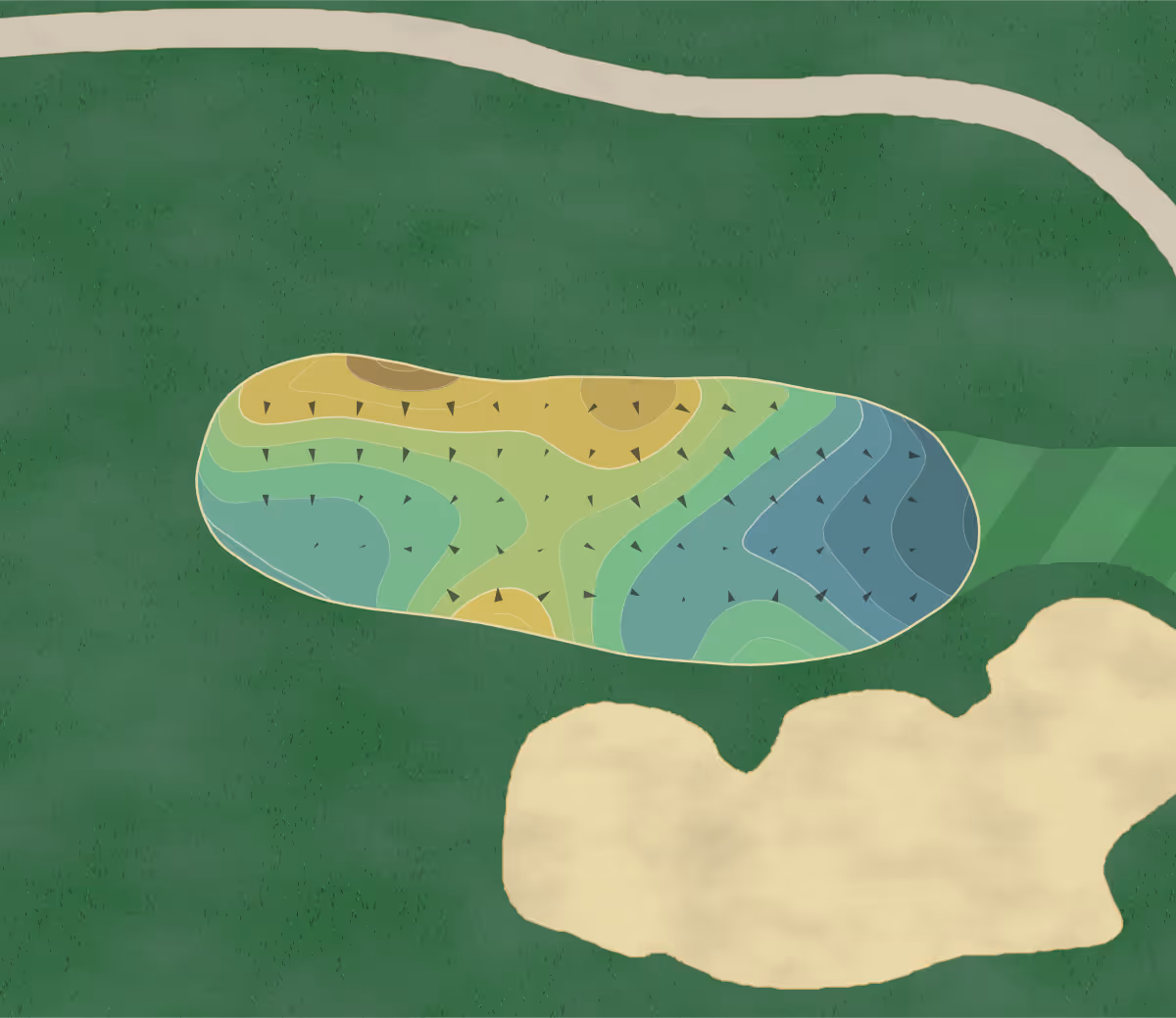 Green contour map of Lost Key in Perdido, Florida — 156 elevation contours at a 3-inch interval with fall-line arrows, traced from 1-meter lidar