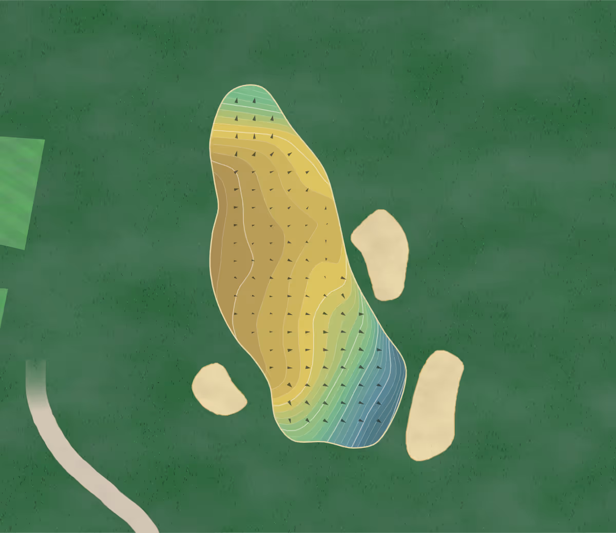 Green contour map of Louisville CC in Louisville, Kentucky — 245 elevation contours at a 3-inch interval with fall-line arrows, traced from 1-meter lidar