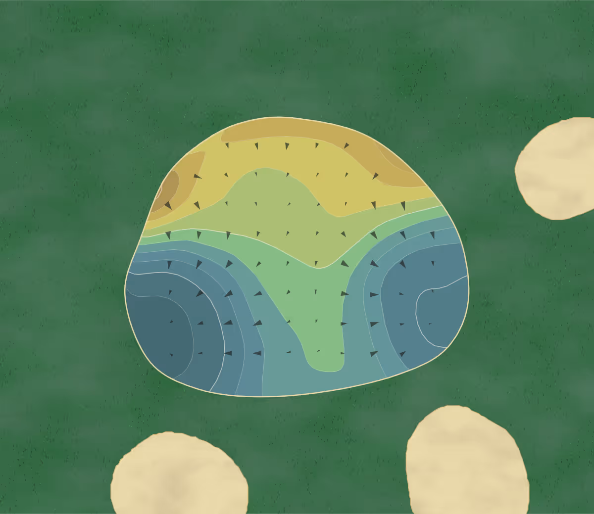 Green contour map of LPGA International in Daytona Beach, Florida — 146 elevation contours at a 3-inch interval with fall-line arrows, traced from 1-meter lidar