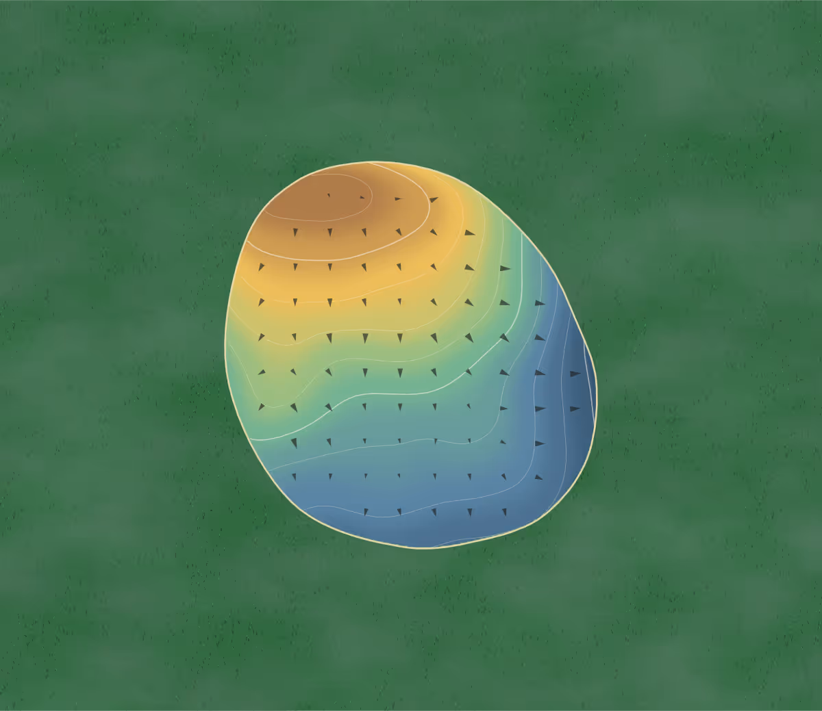 Green contour map of Lu Gene in El Dorado Springs, Missouri: 62 elevation contours at a 3-inch interval with fall-line arrows, traced from 1-meter lidar