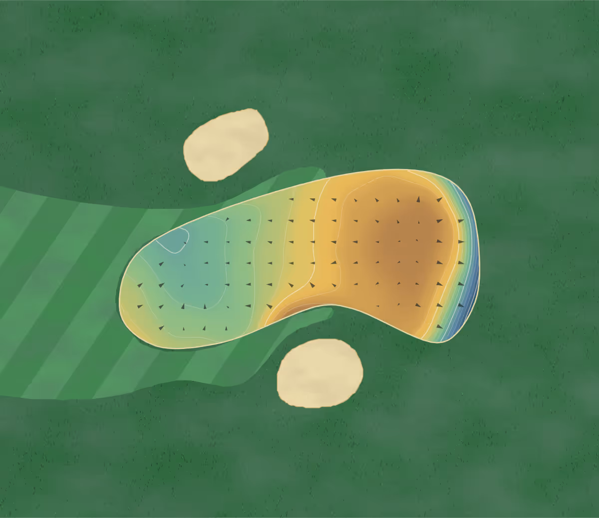 Green contour map of Lyme Regis in Lyme Regis, England — 193 elevation contours at a 8-centimeter interval with fall-line arrows, traced from 1-meter lidar