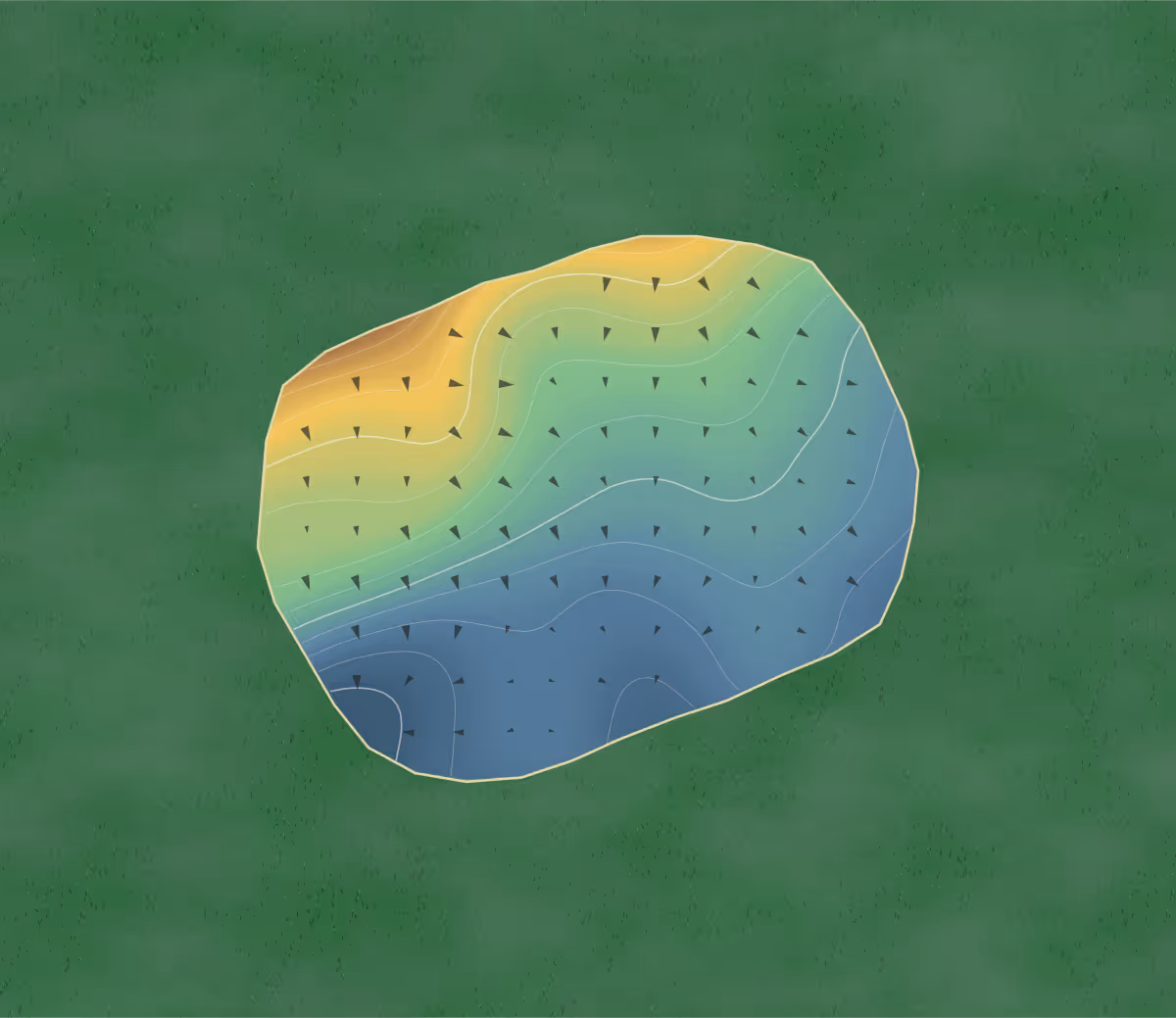 Green contour map of Lyndon in New York, United States: 24 elevation contours at a 3-inch interval with fall-line arrows, traced from 1-meter lidar