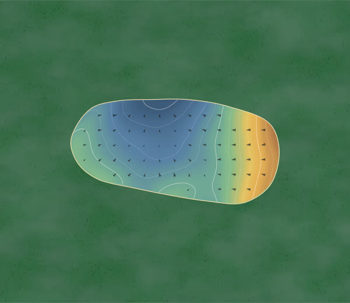 Green contour map of Lynx GC in Otsego, Michigan: 11 elevation contours at a 3-inch interval with fall-line arrows, traced from 1-meter lidar