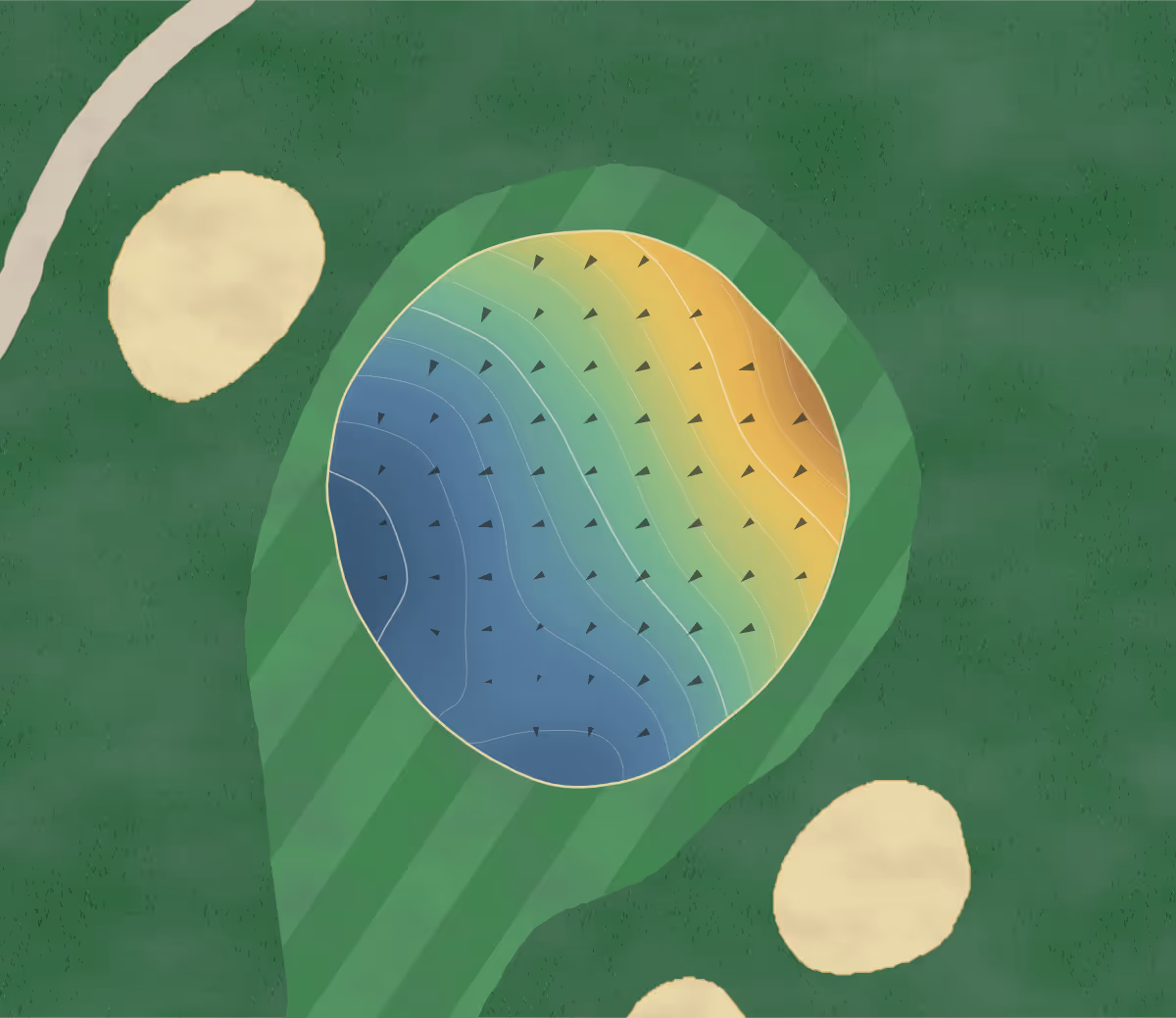 Green contour map of Macdonald Gc in Wichita, Kansas — 141 elevation contours at a 3-inch interval with fall-line arrows, traced from 1-meter lidar