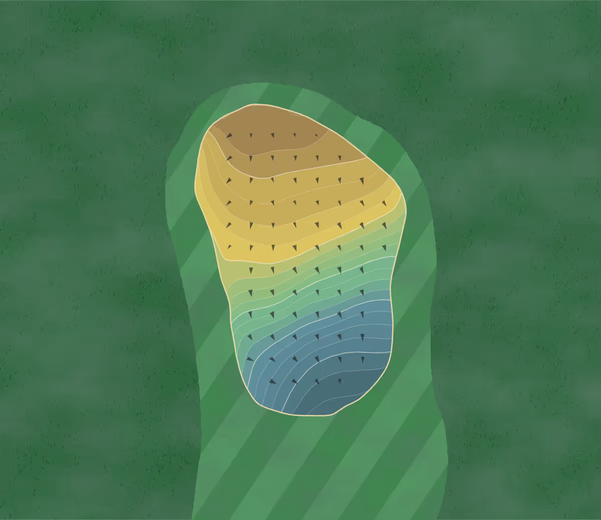 Green contour map of Mad Russian in Millliken, Colorado — 254 elevation contours at a 3-inch interval with fall-line arrows, traced from 1-meter lidar
