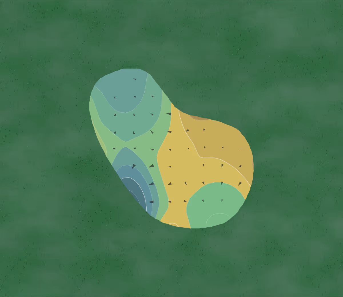 Green contour map of Madison Green in Royal Palm Beach, Florida — 137 elevation contours at a 3-inch interval with fall-line arrows, traced from 1-meter lidar