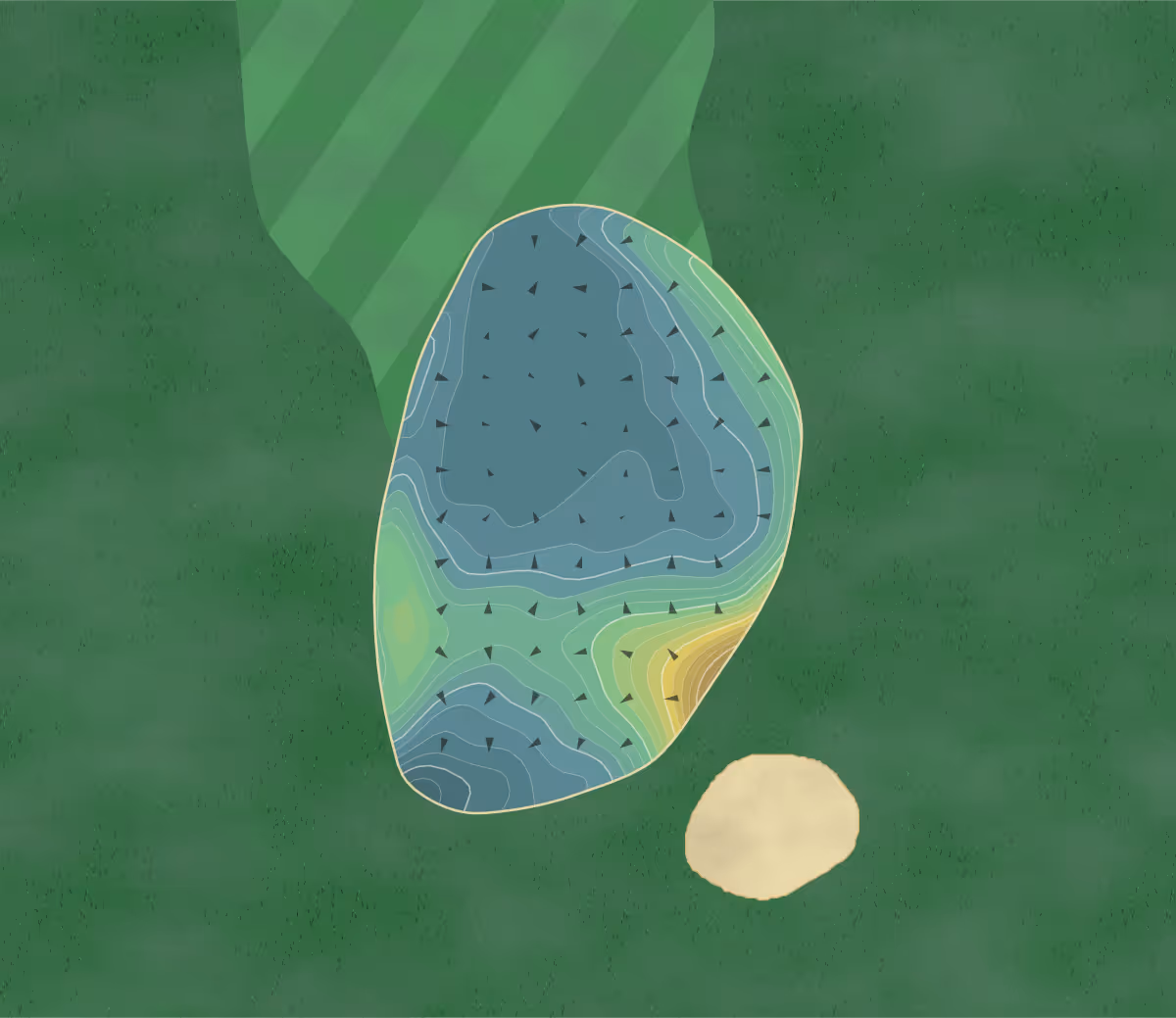 Green contour map of Magnolia Green in Moseley, Virginia — 321 elevation contours at a 3-inch interval with fall-line arrows, traced from 1-meter lidar